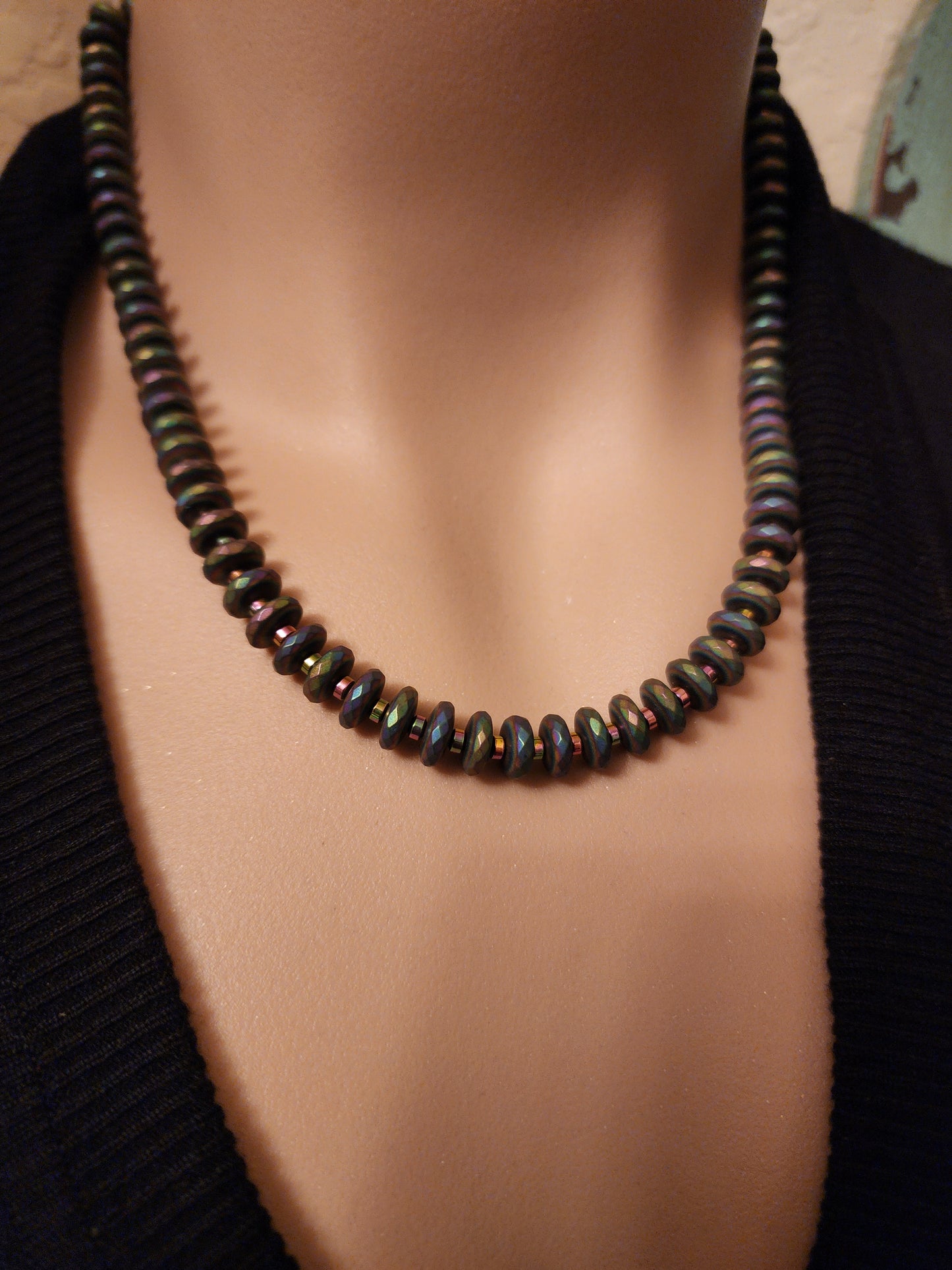 Obsidian Sparks Hematite Necklace & Earrings